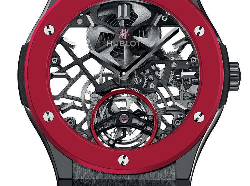 Hublot Replica Elegante: Tourbillon scheletro rosso e nero